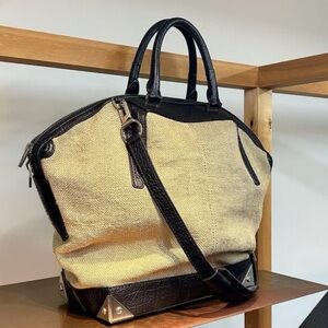Alexander Wang Bag Burlap Texture Black Leather Gold